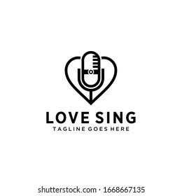 Creative modern microphone sign logo design with heart sign.