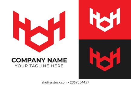 Creative modern minimal abstract monogram initial letter hvh logo design template