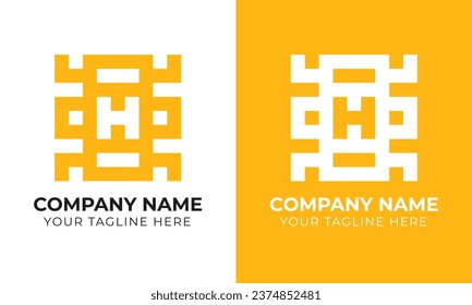 Creative modern minimal abstract monogram initial letter h logo design template