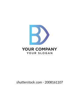 Creative modern minimal b letter with shield icon logo design template
