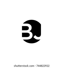 Creative modern minimal circular shaped fashion brands black and white color BJ JB B J initial based letter icon logo.