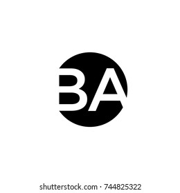 Creative modern minimal circular shaped fashion brands black and white color BA AB B A initial based letter icon logo.