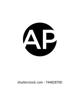 Creative modern minimal circular shaped fashion brands black and white color AP PA A P initial based letter icon logo.