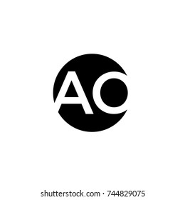 Creative modern minimal circular shaped fashion brands black and white color AO OA A O initial based letter icon logo.