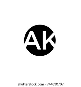 Creative modern minimal circular shaped fashion brands black and white color AK KA A K initial based letter icon logo.