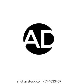 Creative modern minimal circular shaped fashion brands black and white color AD DA A D initial based letter icon logo. 