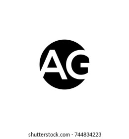 Creative modern minimal circular shaped fashion brands black and white color AG GA A G initial based letter icon logo. 