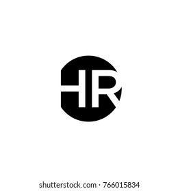 Creative modern minimal circular shaped fashion brand black and white color HR RH H R initial based letter icon logo.