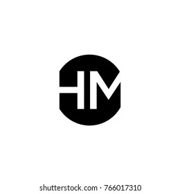 Creative modern minimal circular shaped fashion brand black and white color HM MH H M initial based letter icon logo.