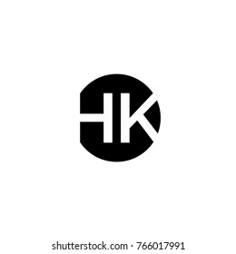 Creative modern minimal circular shaped fashion brand black and white color HK KH H K initial based letter icon logo.