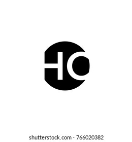 Creative modern minimal circular shaped fashion brand black and white color HC CH H C initial based letter icon logo.