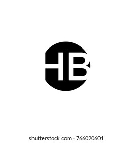 Creative modern minimal circular shaped fashion brand black and white color HB BH H B initial based letter icon logo.