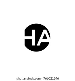 Creative modern minimal circular shaped fashion brand black and white color HA AH H A initial based letter icon logo.