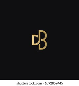 Creative modern minimal connected DB BD D B artistic black and golden color initial based letter icon logo.