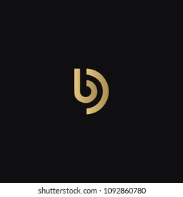 Creative modern minimal elegant DB BD D B artistic black and golden color initial based letter icon logo.