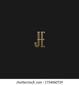 Creative modern minimal elegant trendy black and golden color JE EJ J E initial based letter icon logo.