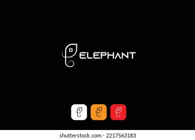 Creative Modern Minimal Elephant Logo Design Vector