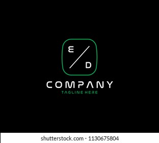 Creative Modern Minimal Tech ED Letter Logo