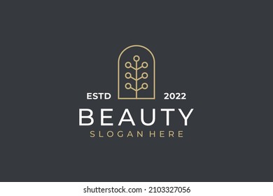Creative modern minimalist beauty flowers logo