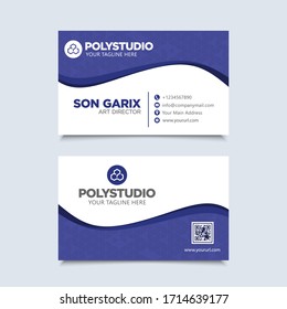 Creative modern minimalist blue white business card name design template with simple modern elegant layout. Corporate identity card vector background for company.Clean card Double sided Stationery