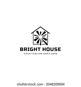 Creative modern minimalist bright star house sign logo design template 
