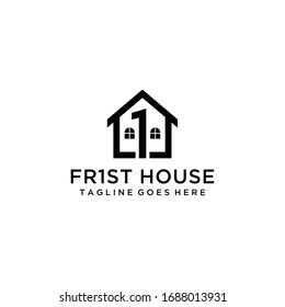 Creative modern minimalist first house sign logo design template 
