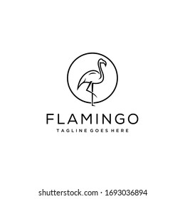 Creative modern minimalist flamingo bird logo template.