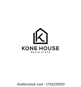 Creative Modern Minimalist House With Sign K Logo Design Template 