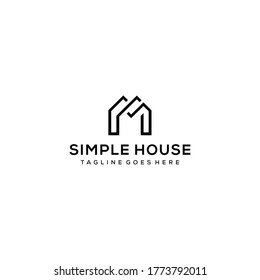 Creative modern minimalist house sign logo design template 