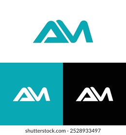 Criativo moderno, minimalista, inicial, marca AM lettermark e logotipo da empresa.