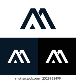 Criativo moderno, minimalista, inicial, marca AM lettermark e logotipo da empresa.