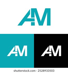 Criativo moderno, minimalista, inicial, marca AM lettermark e logotipo da empresa.