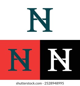 Creativo, moderno, minimalista, inicial, marca NH y logotipo de la empresa.