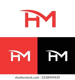 Creativo moderno, minimalista, inicial, marca de letras HM o MH y logotipo de la empresa.