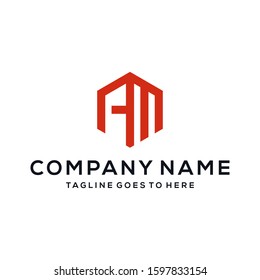 Creative modern Minimalist letter AM logo design vector