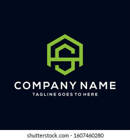 Creative modern Minimalist letter AS logo design vector