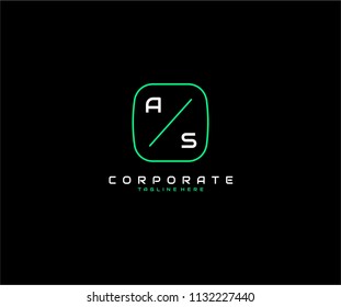 Creative Modern Minimalist Tech AS Letter Logo Design