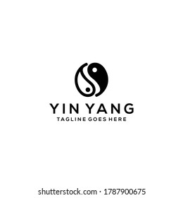 Creative modern minimalist yin yang sign logo design template 