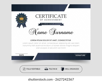 Diseño de certificado educativo minimalista moderno creativo