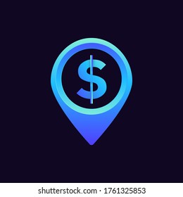 creative and modern money and pin location logo template design vector. for money changer, website, application or design asset.