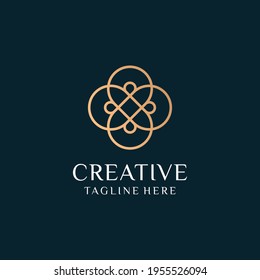 Creative modern monogram flower logo icon concept. Logo can be used for icon, brand, identity, zen, resort, hotel, gradient, fashion, and business company