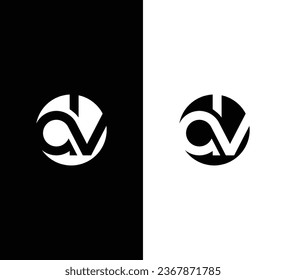 Creative Modern Monogram Letter DV Logo. Black and White Logo. Usable for Business Logos. Flat Vector Logo Design Template Element