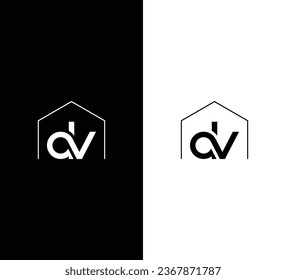 Creative Modern Monogram Letter DV Logo. Black and White Logo. Usable for Business Logos. Flat Vector Logo Design Template Element