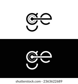 Logotipo creativo moderno de la carta de Monograma GE. Logo negro sobre fondo blanco. Usable para logotipos de empresas. Elemento de plantilla de diseño de logotipo de vectores planos