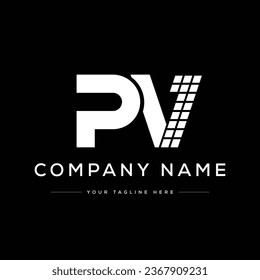 Creative Modern Monogram Letter PV Logo. Schwarz-Weiß-Logo. Für Firmenlogos geeignet. Flaches Vectorlogo-Design-Vorlagenelement
