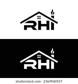 Logo Creativo Moderno de Monograma Carta RHI. Logo en blanco y negro. Usable para logotipos de empresas. Elemento de plantilla de diseño de logotipo de vectores planos