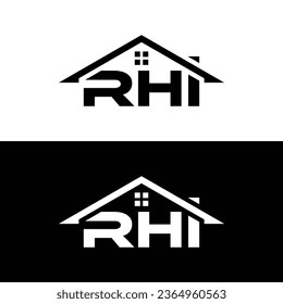 Logo Creativo Moderno de Monograma Carta RHI. Logo en blanco y negro. Usable para logotipos de empresas. Elemento de plantilla de diseño de logotipo de vectores planos