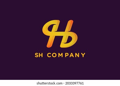 Monograma moderno creativo Elemento de diseño del logotipo de la letra S H . empresa e identidad utilizables. industrial. tecnología. diseño de iconos web