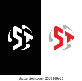 Creative Modern Monogram Letter ST Logo. Schwarz-Weiß-Logo. Für Firmenlogos geeignet. Flaches Vectorlogo-Design-Vorlagenelement