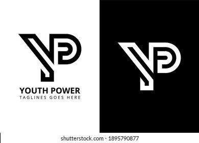Creative Modern Monogram Line Logo Letter YP in Black and White. Vector Simple Luxury Initial Design